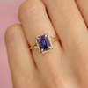 Split Shank Purple Emerald Cut Sapphire Solitaire