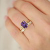 Split Shank Purple Emerald Cut Sapphire Solitaire
