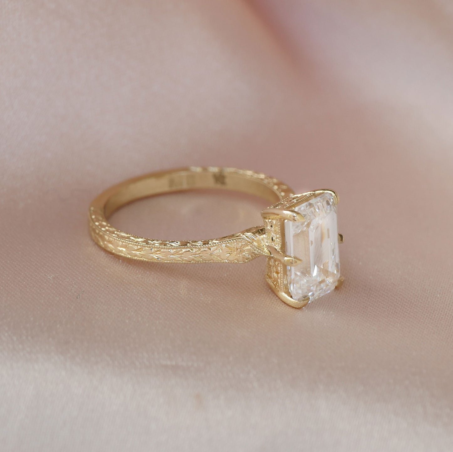 Moonflower Emerald Cut Diamond Ring