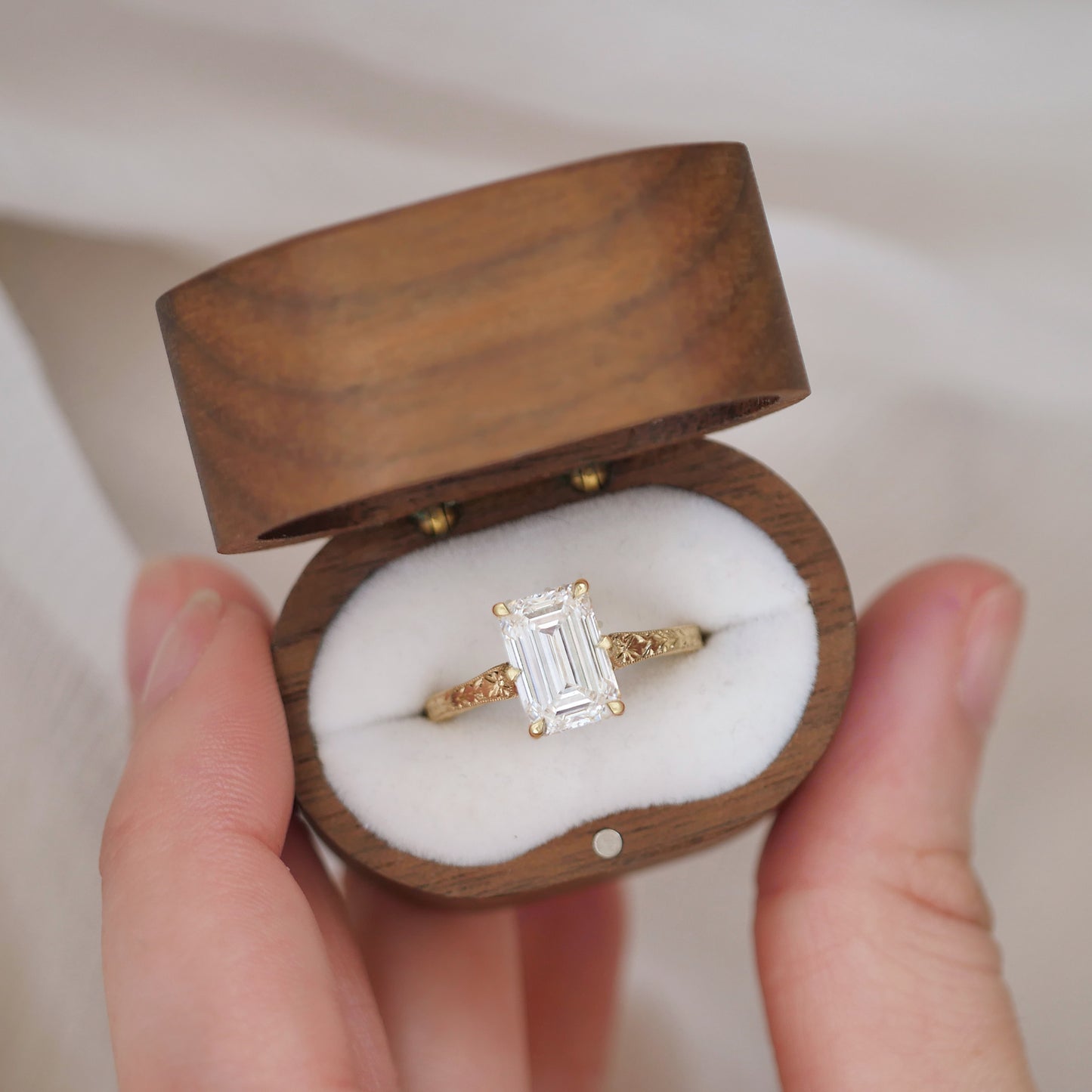 Moonflower Emerald Cut Diamond Ring