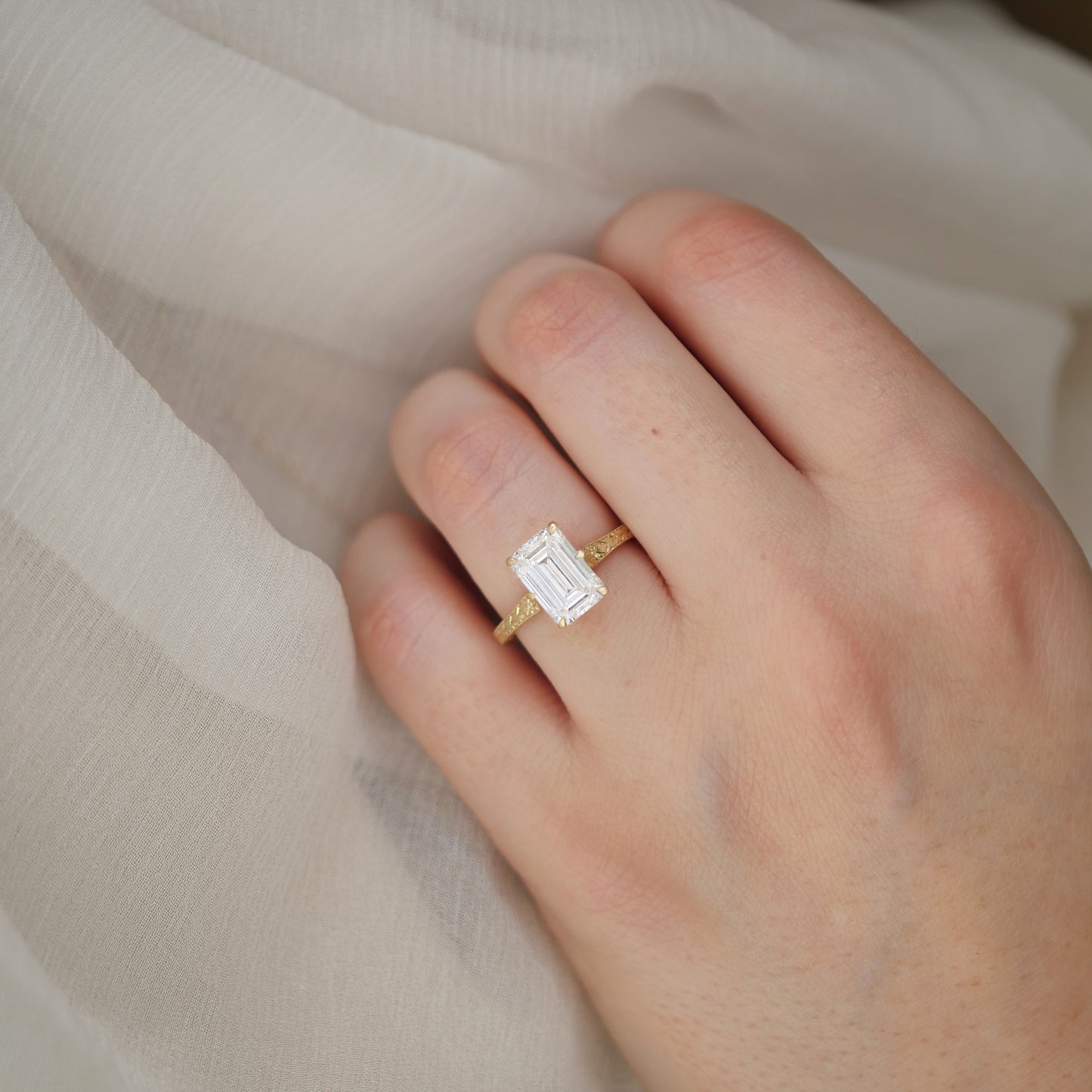 Moonflower Emerald Cut Diamond Ring