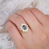 Teal Sapphire Oval Deco Emerald & Pear Diamond Mosaic Ring