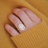 Peach Sapphire Deco Emerald & Pear Diamond Mosaic Ring