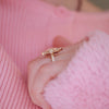 Peach Sapphire Deco Emerald & Pear Diamond Mosaic Ring