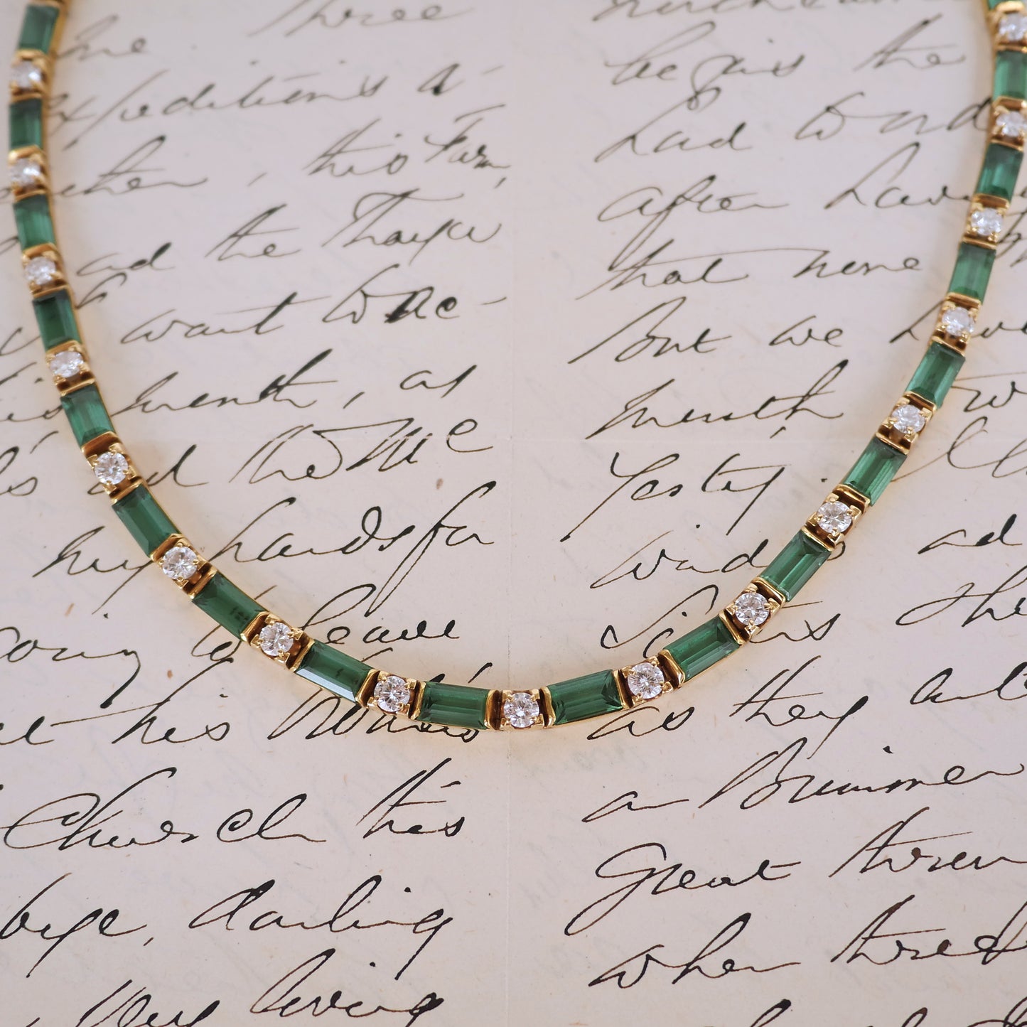 Vintage Tourmaline and Diamond Necklace