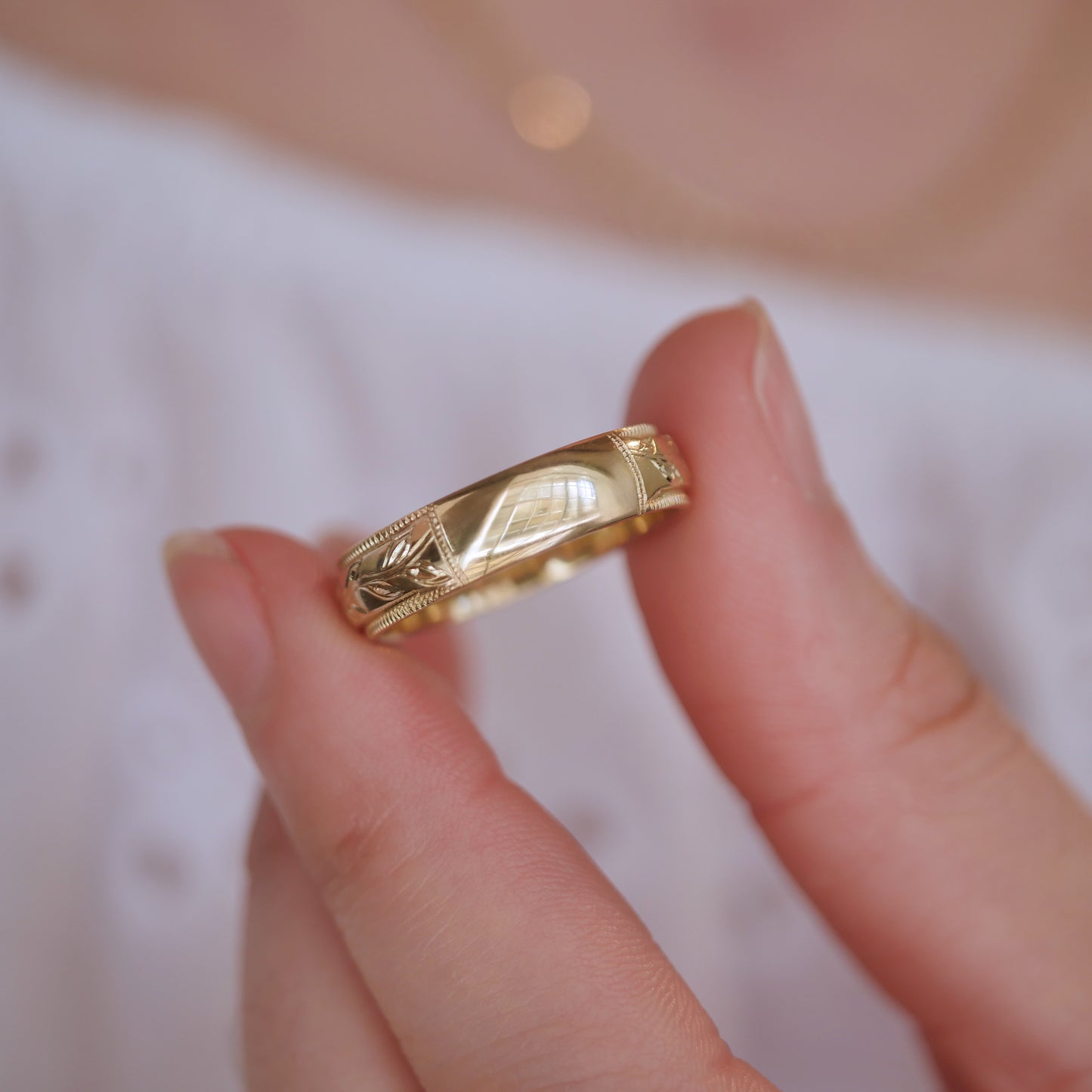 Men's Olive Branch Wedding Ring