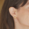 Custom Emerald Cut Natural Citrine Stud Earrings with Black Diamonds