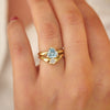 Custom Blue Diamond Solitaire and Contour Band