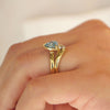 Custom Blue Diamond Solitaire and Contour Band