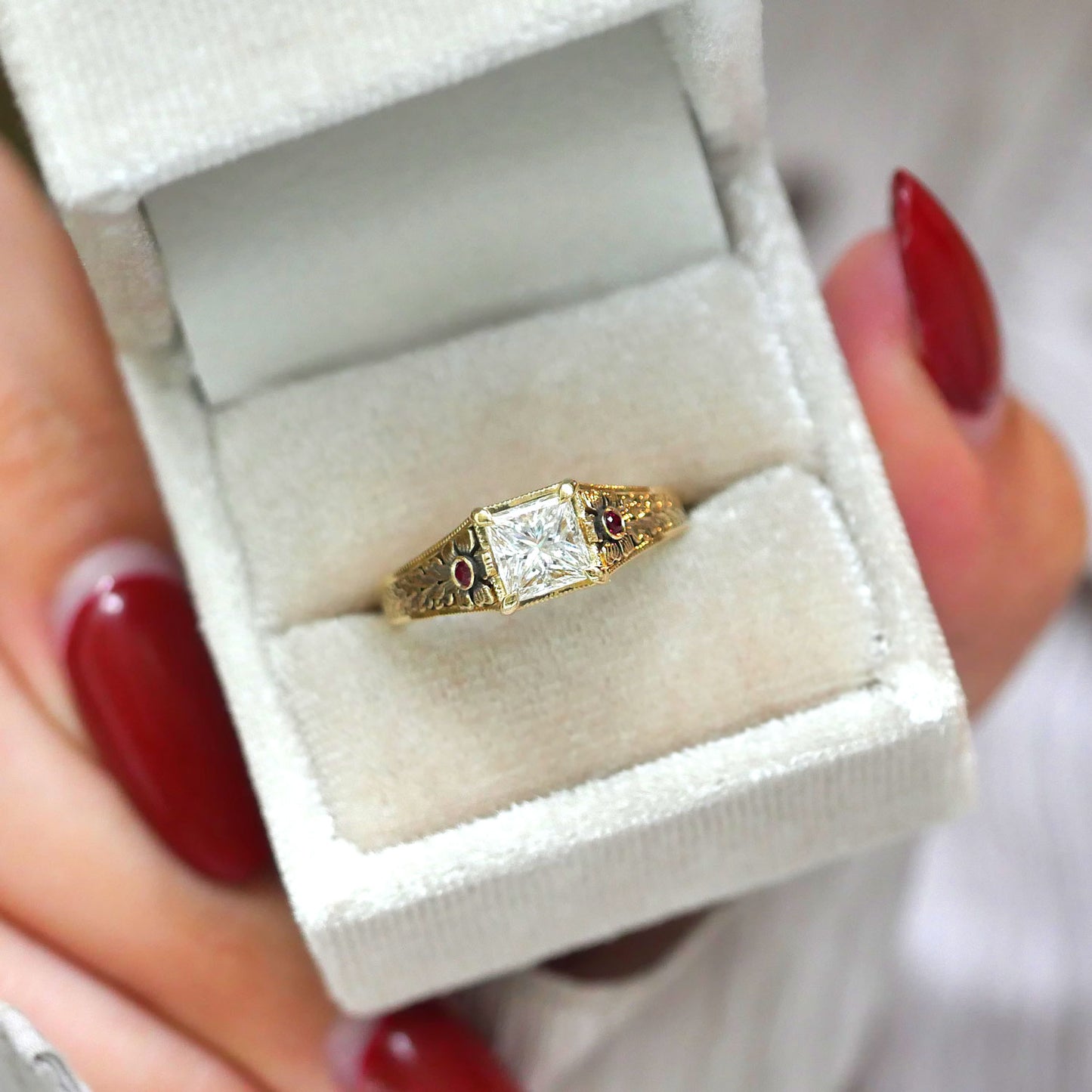 Custom Ruby Nightbloom Edwardian Ring