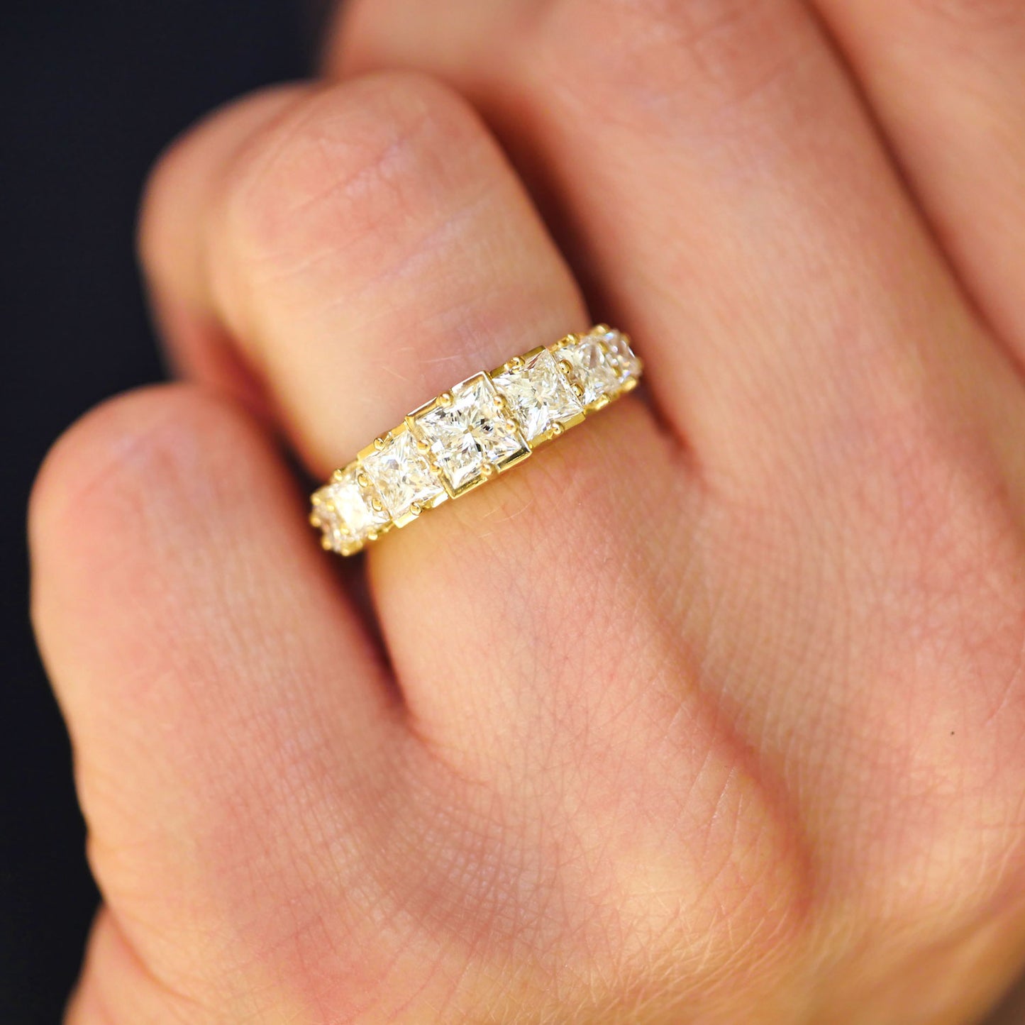 Custom Princess Cut Diamond Line Ring