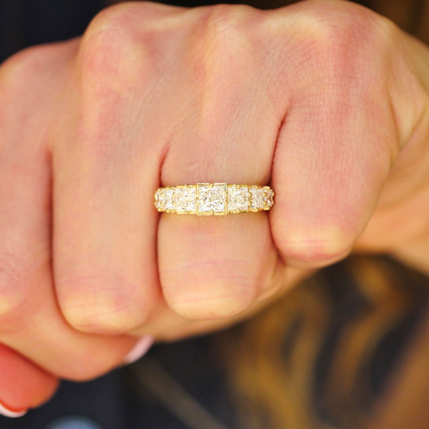 Custom Princess Cut Diamond Line Ring