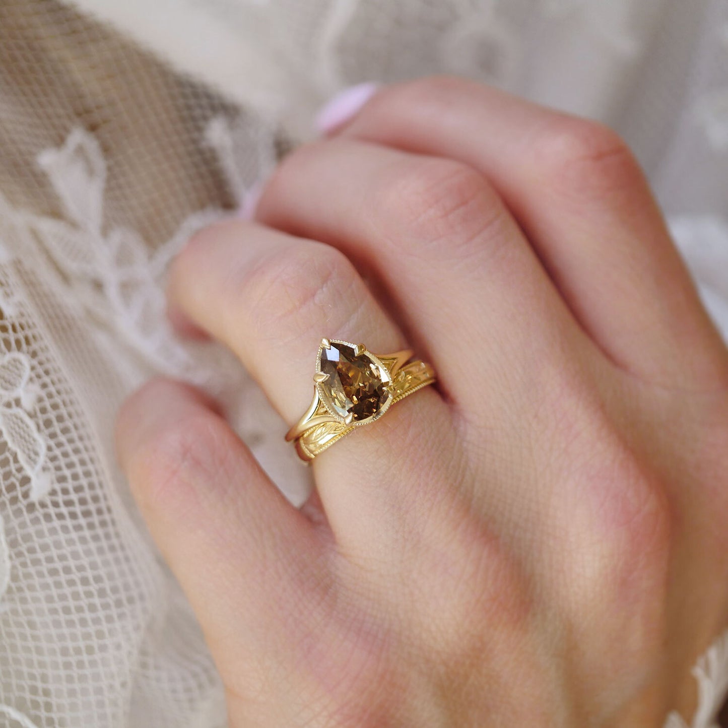 Split Shank Chocolate Pear Diamond Solitaire