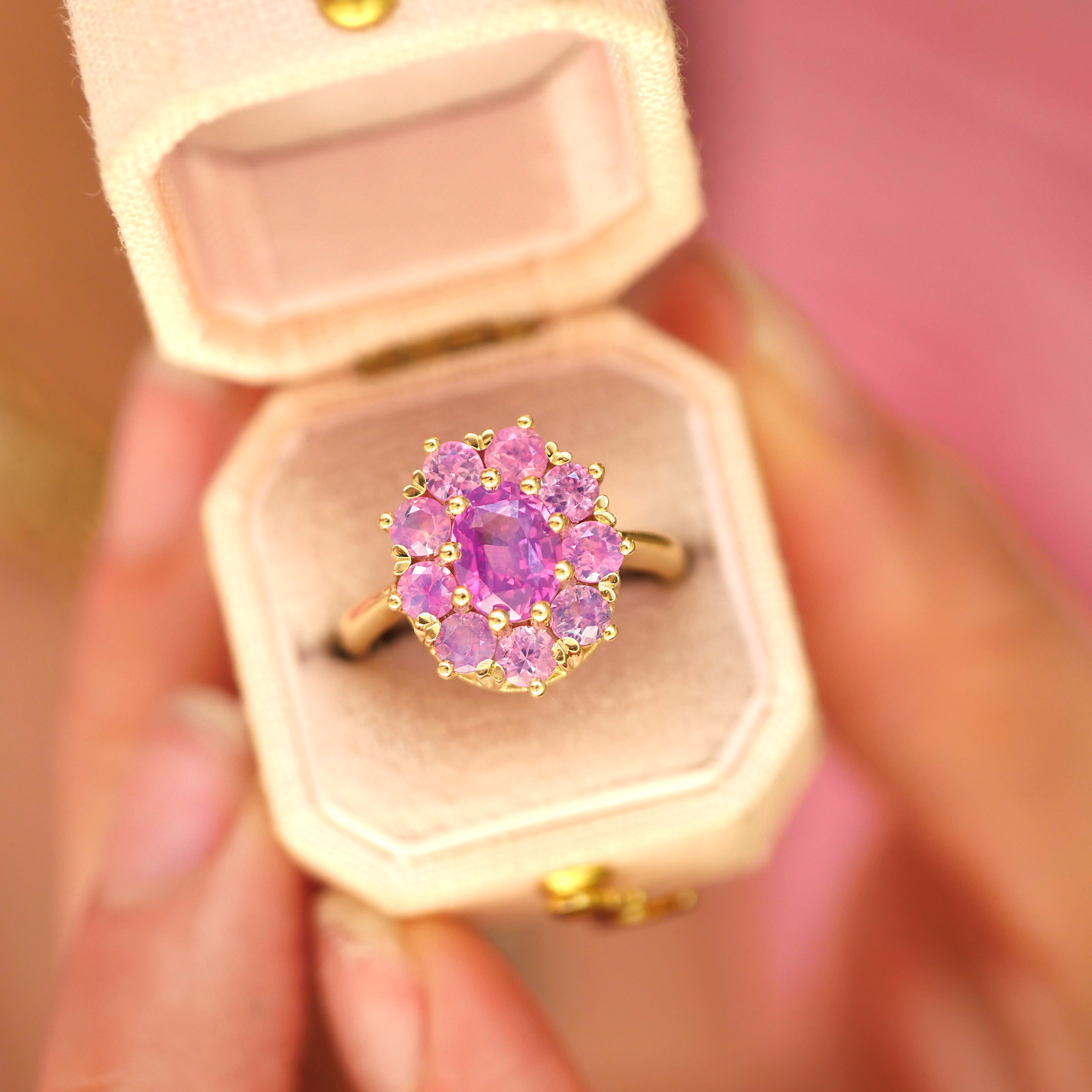 Opalescent Pink Cluster Ring