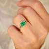 Emerald Bezel Trio Engagement Ring