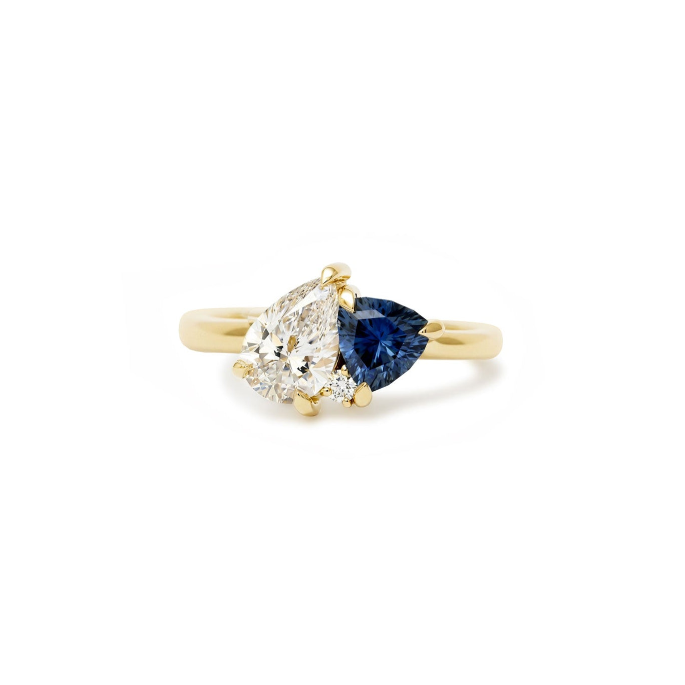 Custom Sapphire and Diamond Pear Toi et Moi