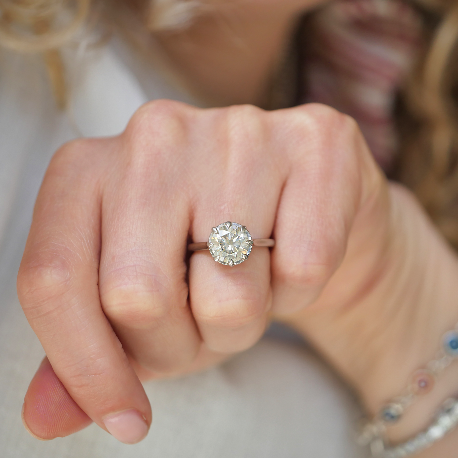 Opalescent White Diamond Solitaire