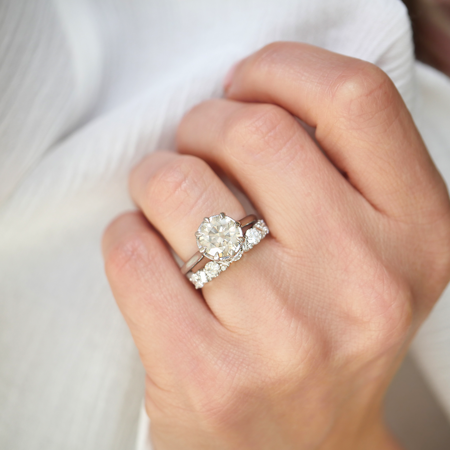 Opalescent White Diamond Solitaire