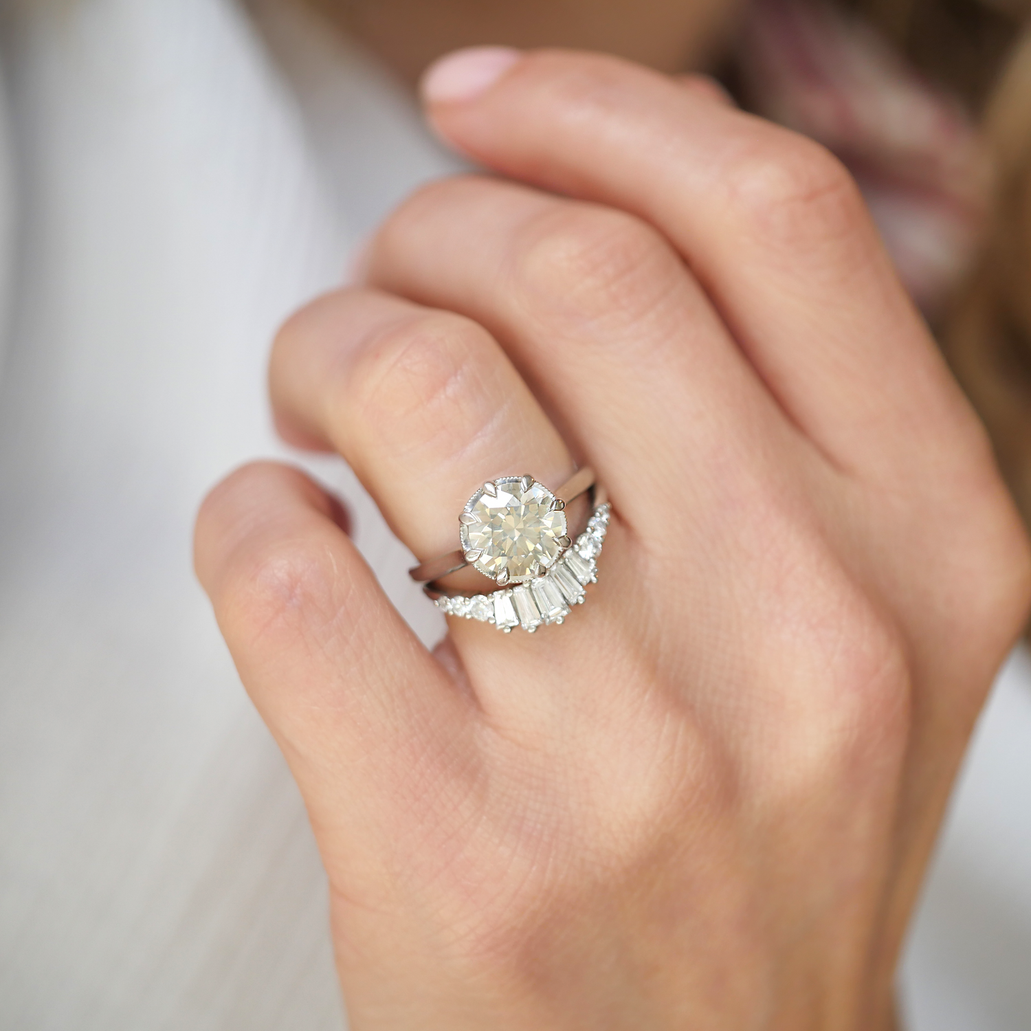Opalescent White Diamond Solitaire