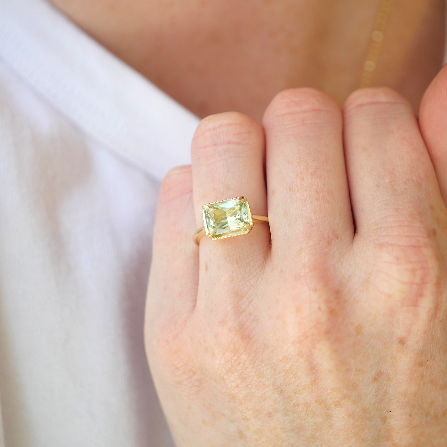 Split Shank Green Radiant Solitaire