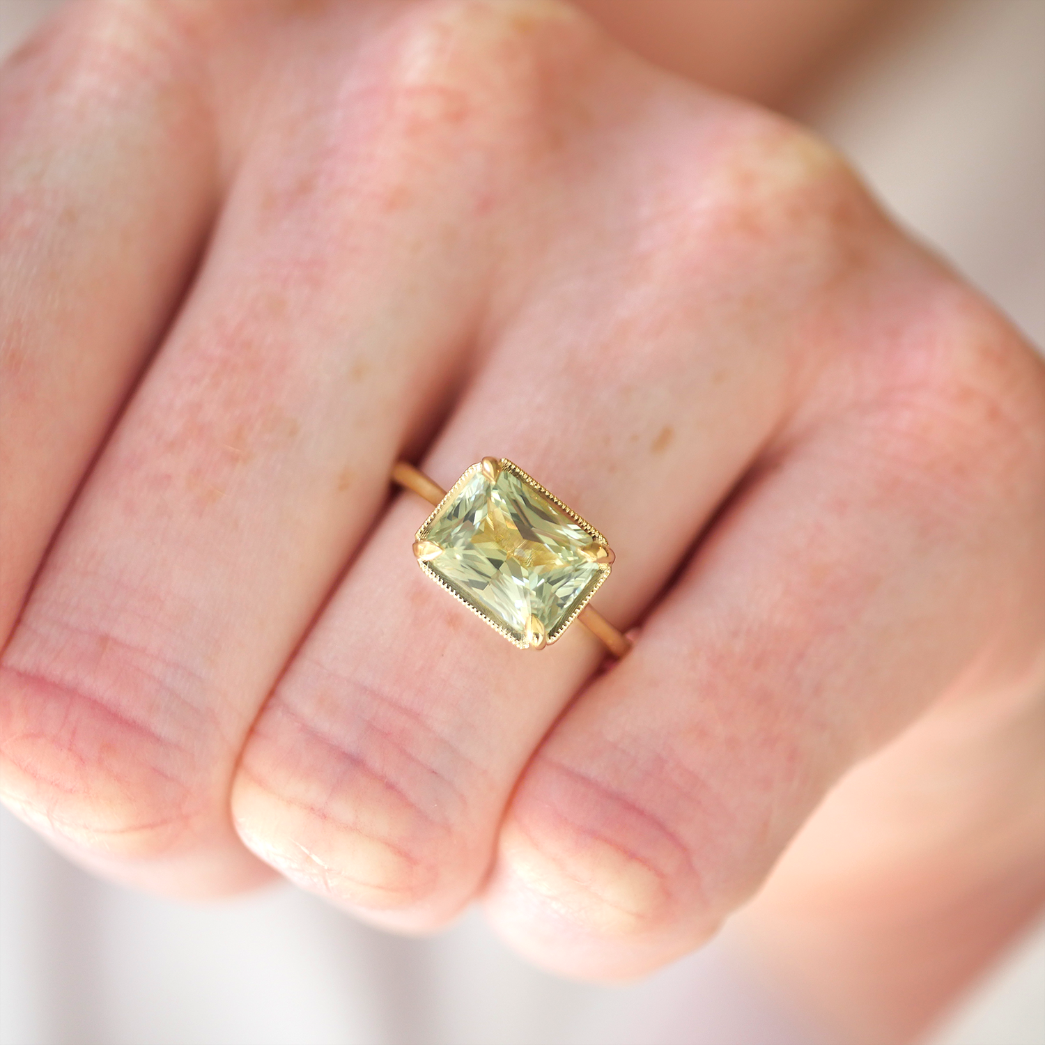 Split Shank Green Radiant Solitaire