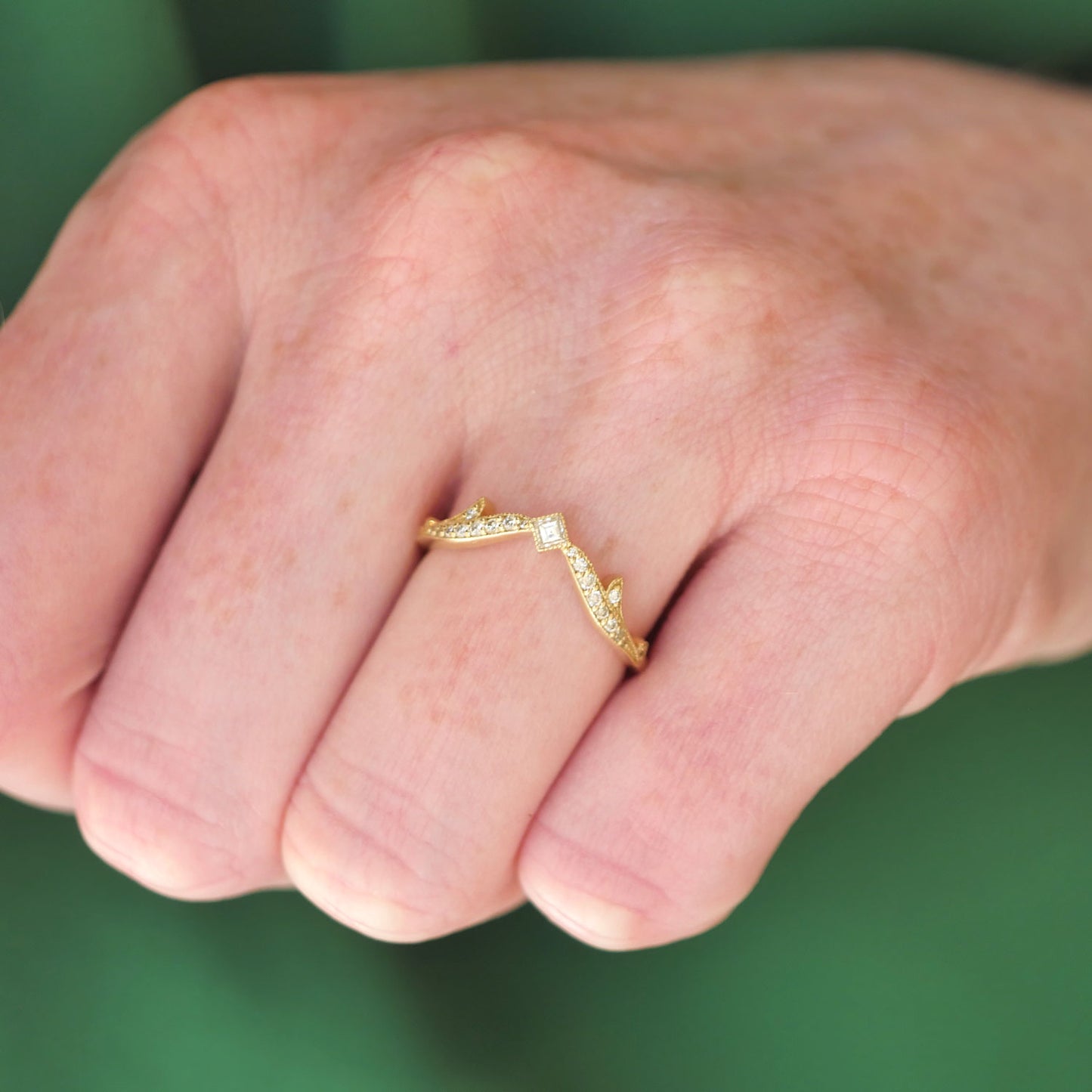 Edwardian Contour Carre Diamond Band