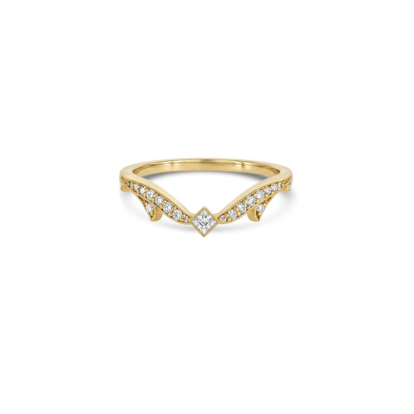 Edwardian Contour Carre Diamond Band