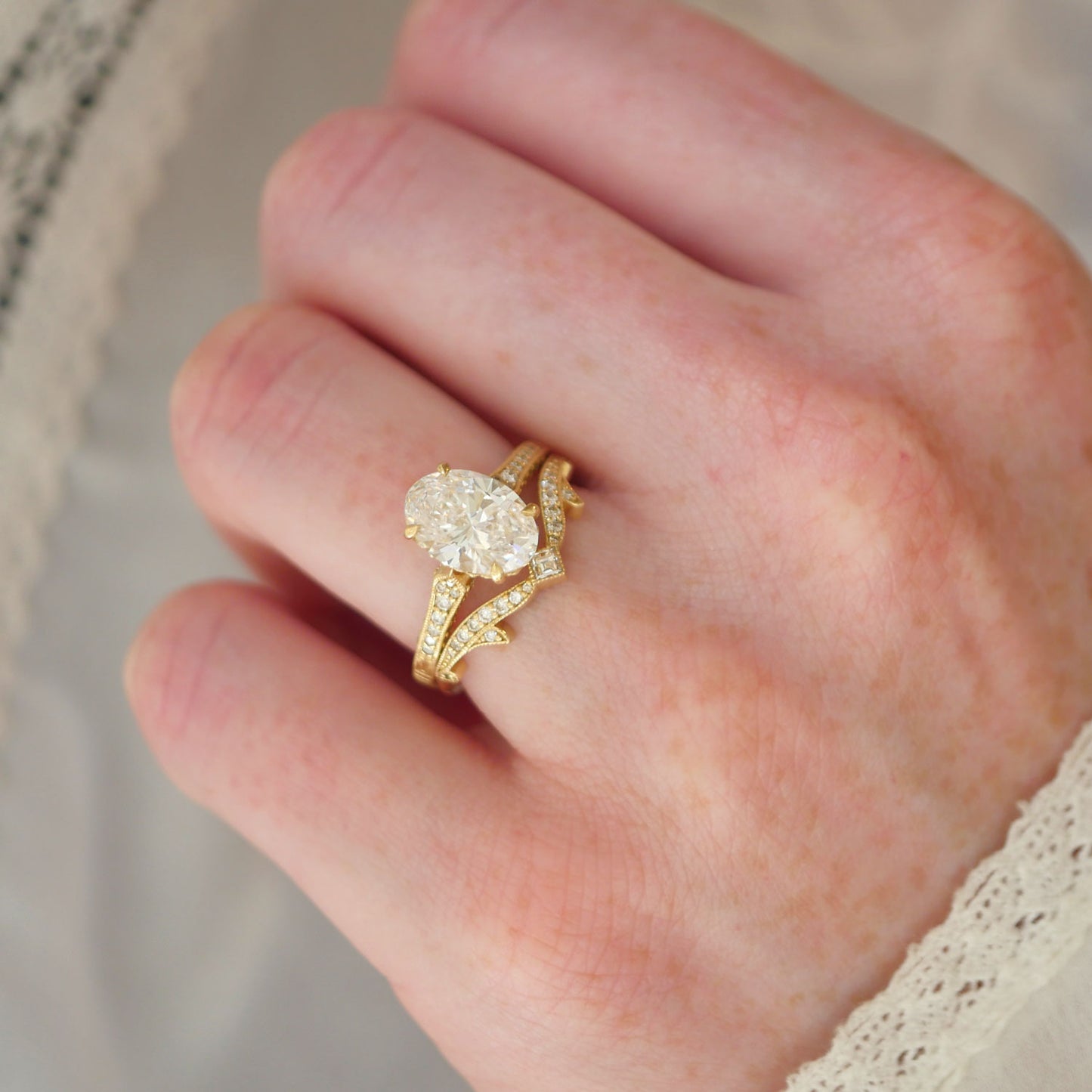 Edwardian Contour Carre Diamond Band