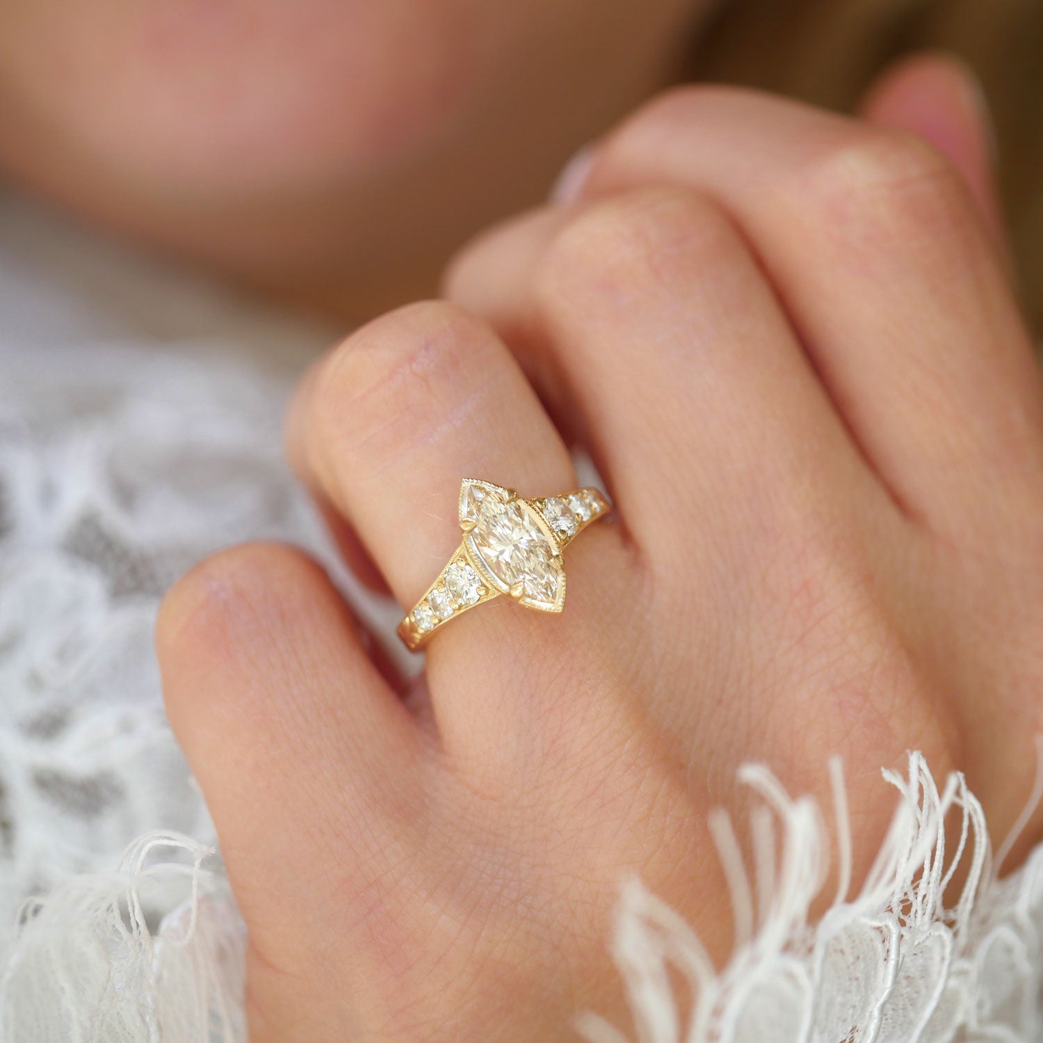 Marquise Cut Champagne Diamond Astra Ring