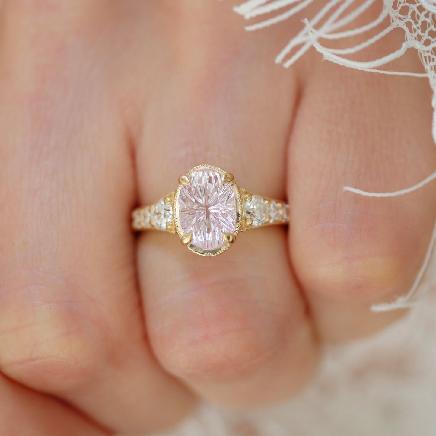 Oval Pink Starbrite Cut Sapphire Astra Ring