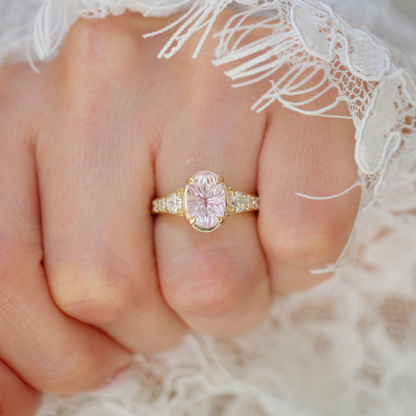 Oval Pink Starbrite Cut Sapphire Astra Ring