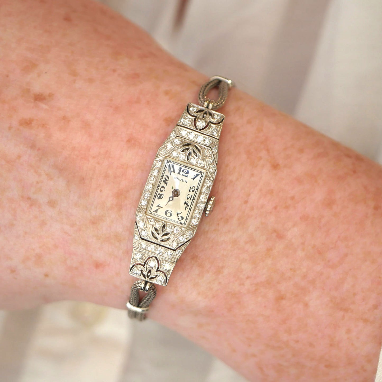 Antique Gruen Platinum 1.00 CTW Diamond Cocktail Watch