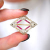 Striking Art Deco Geometric Ruby, Diamond & Pearl Pendant