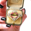 Striking Art Deco Geometric Ruby, Diamond & Pearl Pendant