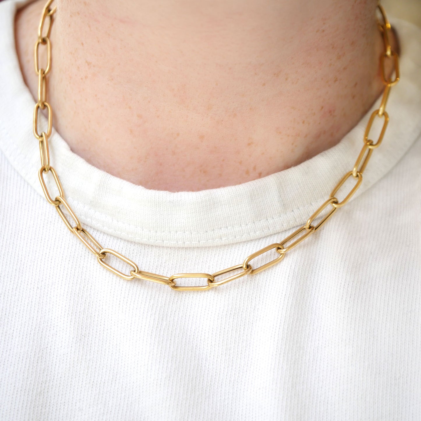 14K Gold Paperclip Link Necklace