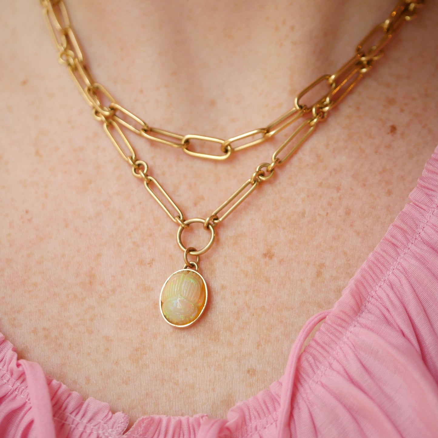 Opal Scarab Necklace