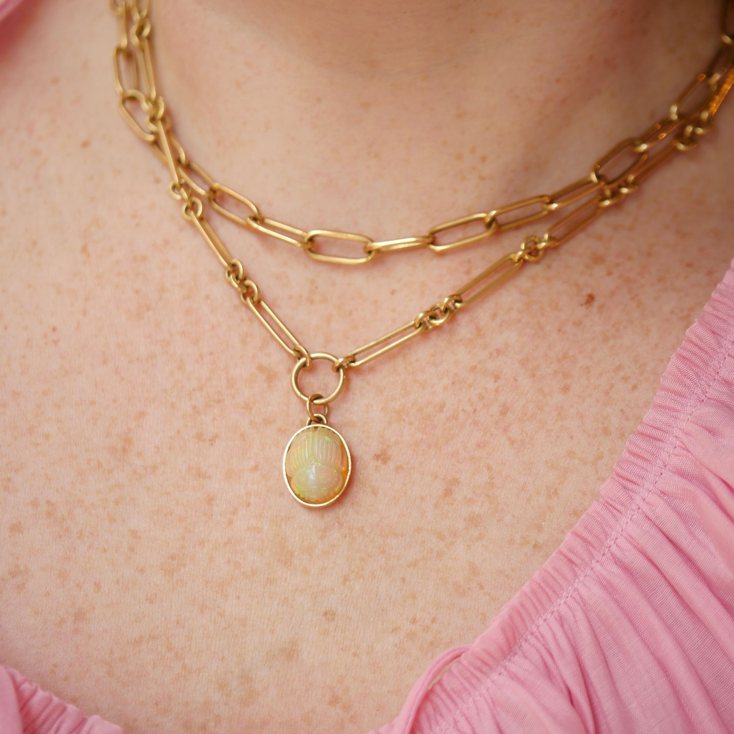 Opal Scarab Necklace