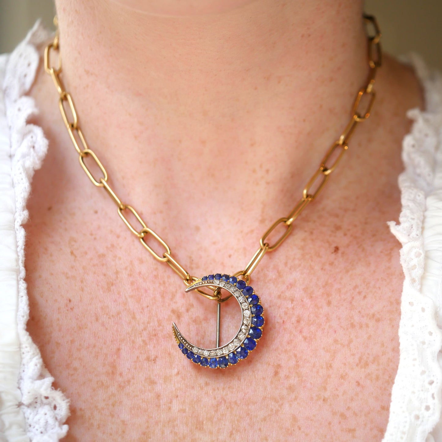 Victorian Crescent Moon Brooch