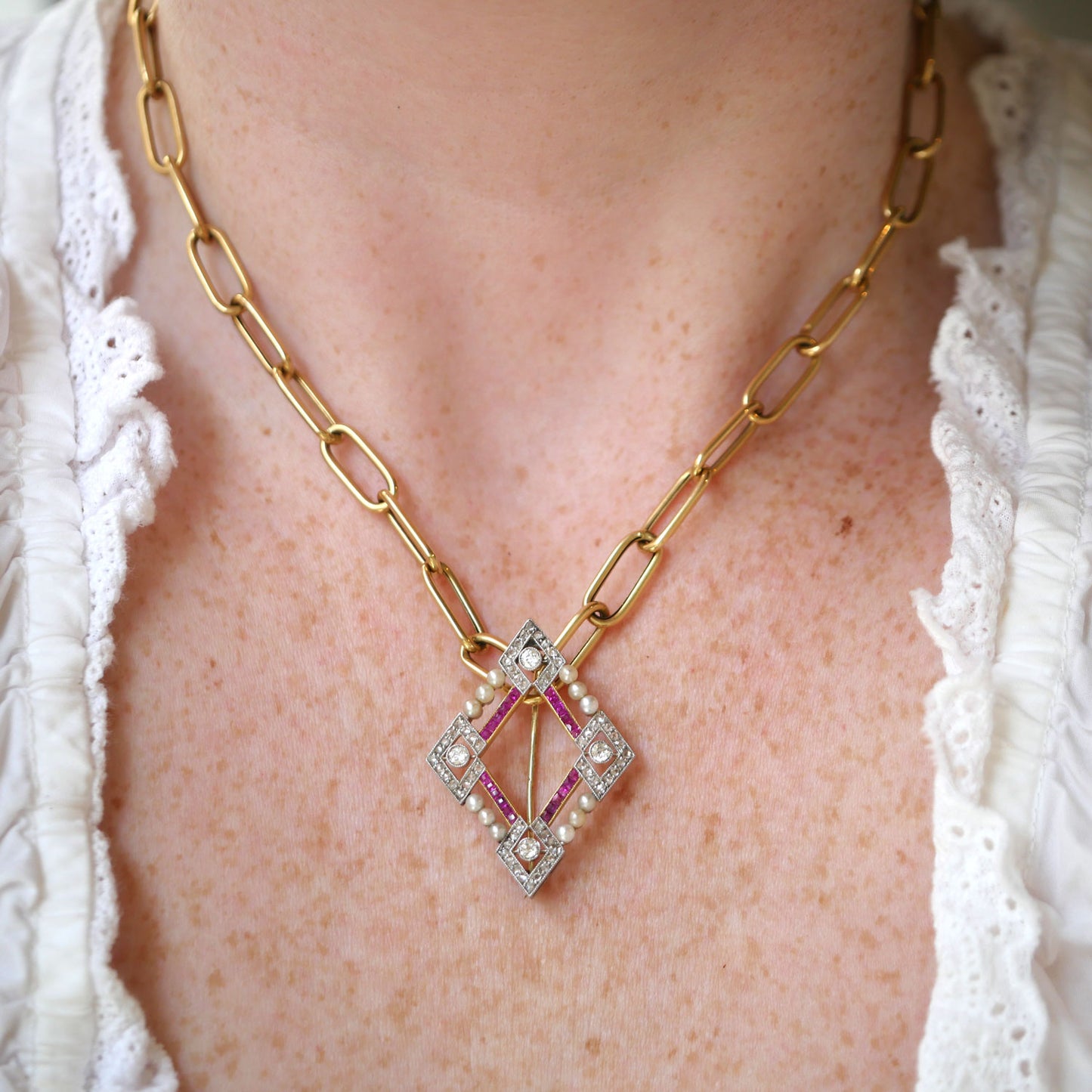 14K Gold Paperclip Link Necklace
