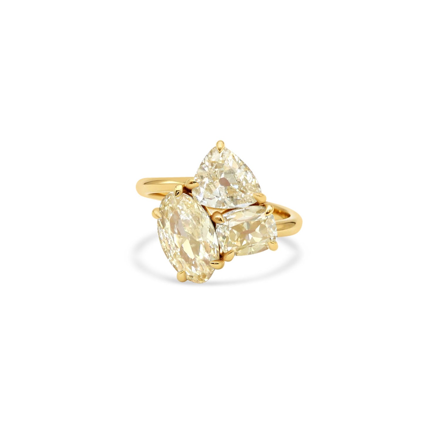 Trillion Oval & Cushion Diamond Trio Cluster Ring