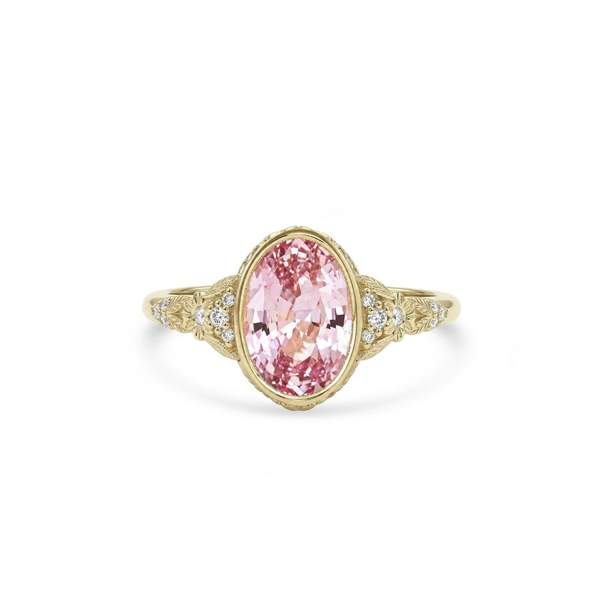 Primrose Padparadscha Oval Sapphire Diamond Ring