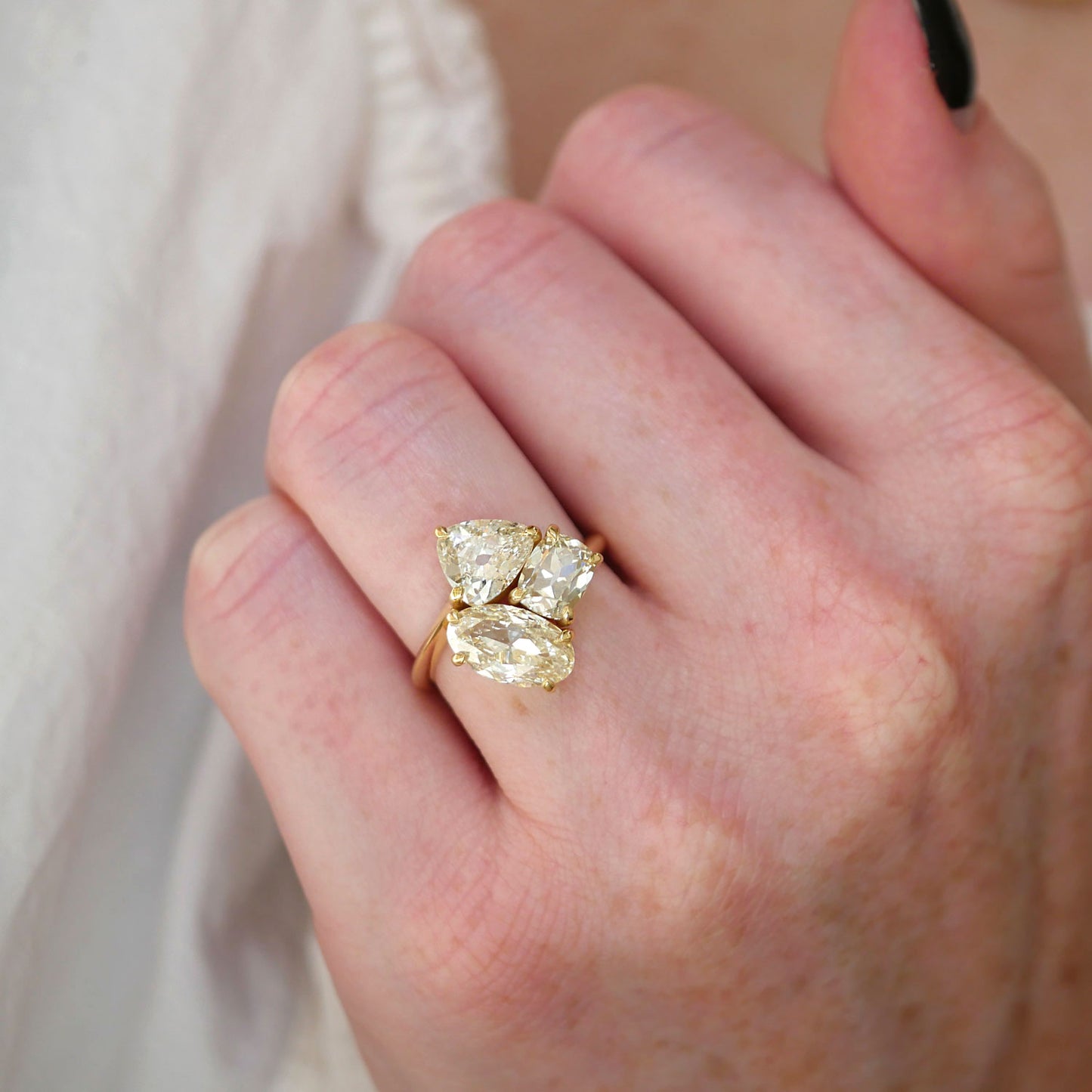 Trillion Oval & Cushion Diamond Trio Cluster Ring