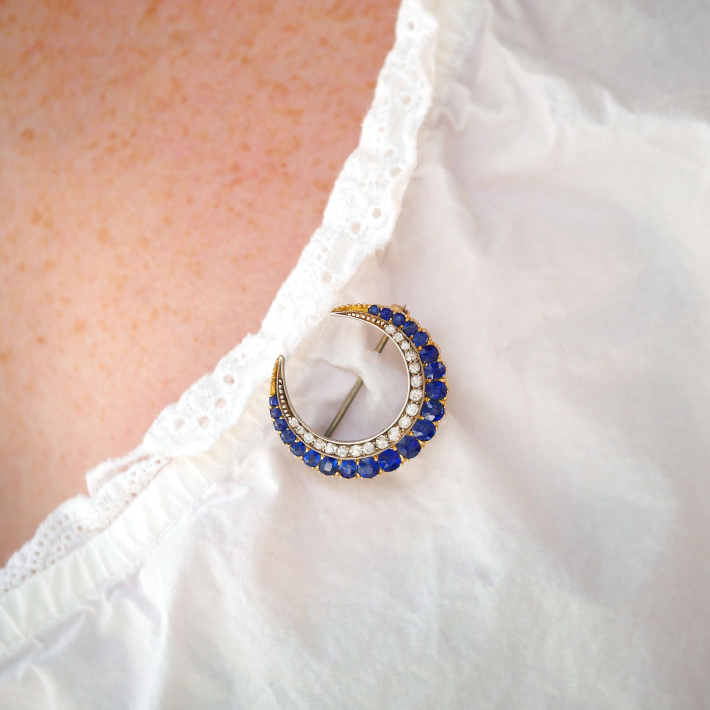 Victorian Crescent Moon Brooch