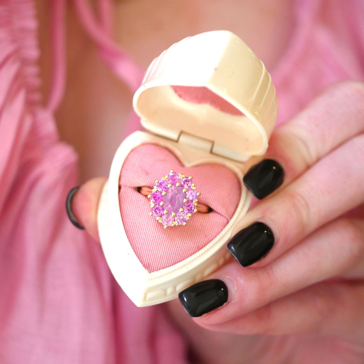 Opalescent Pink Cluster Ring