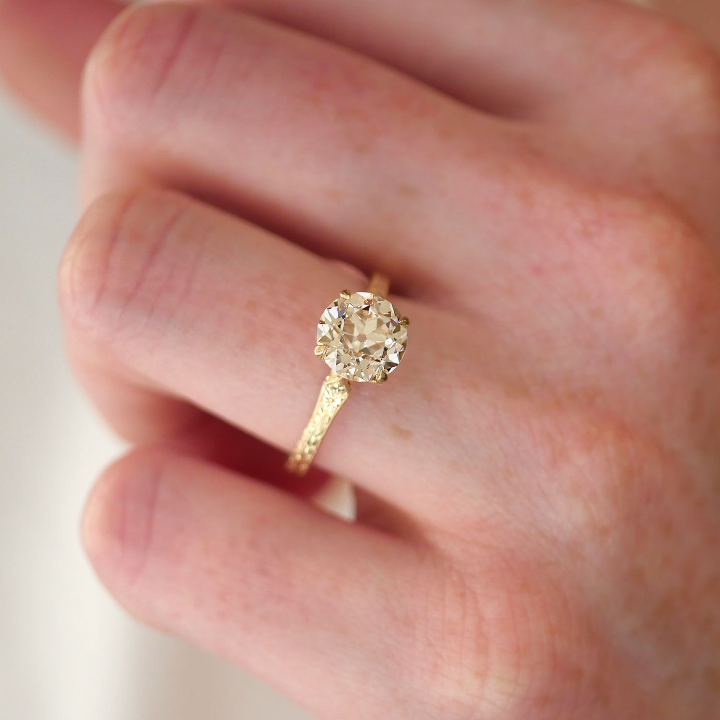Moonflower Round Champagne Diamond Ring