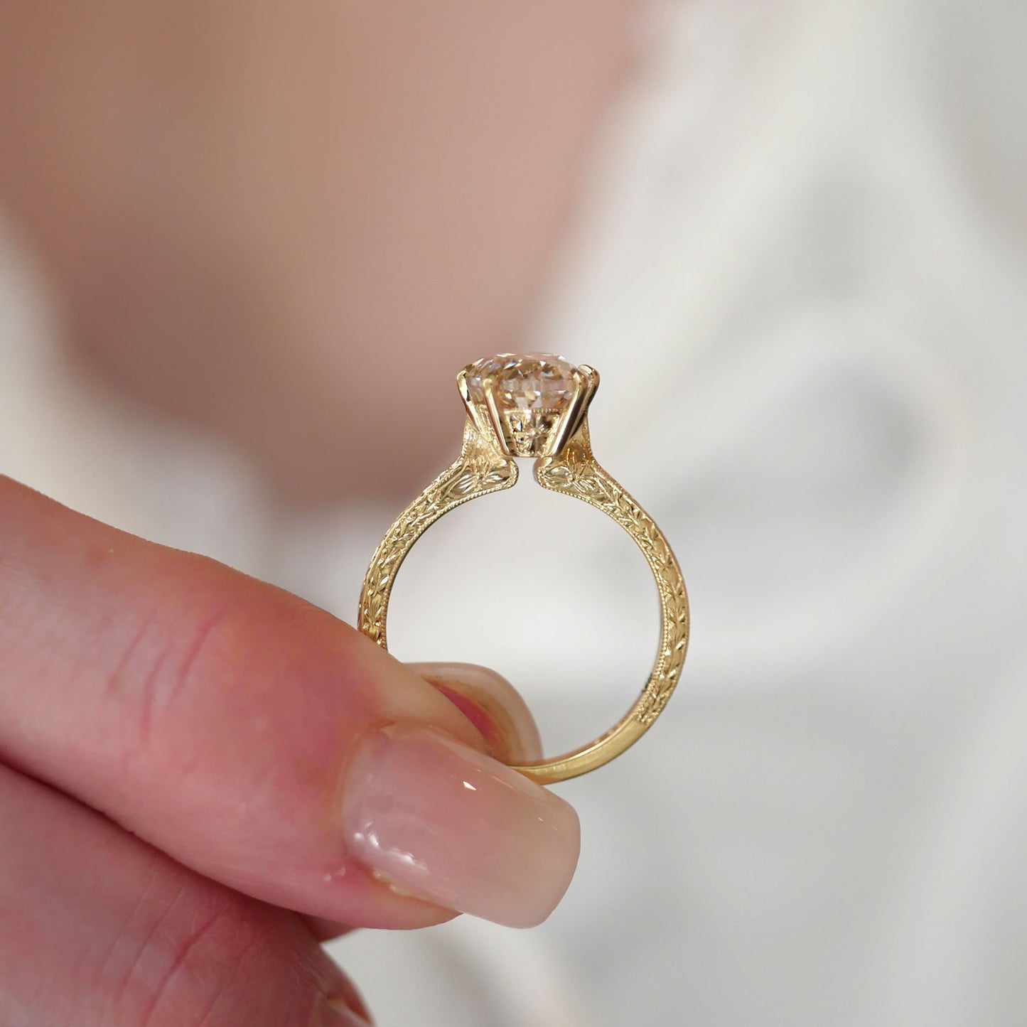 Moonflower Oval Champagne Diamond Ring