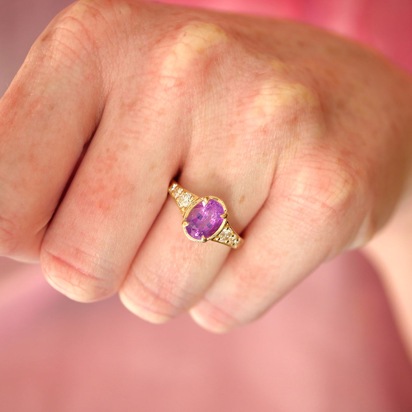 Oval Purple Pink Sapphire Astra Ring