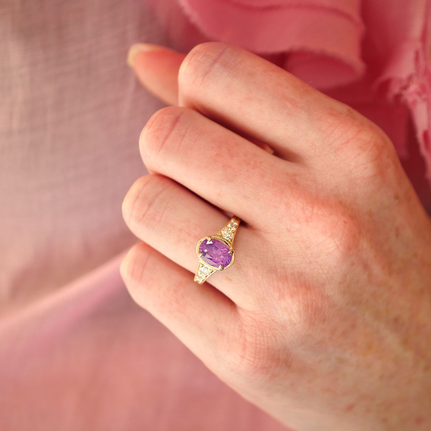 Oval Purple Pink Sapphire Astra Ring