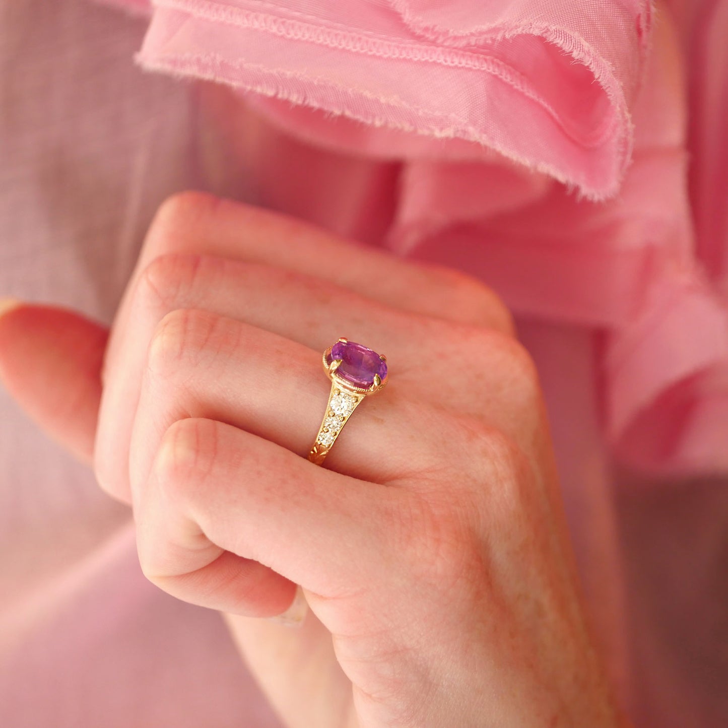 Oval Purple Pink Sapphire Astra Ring