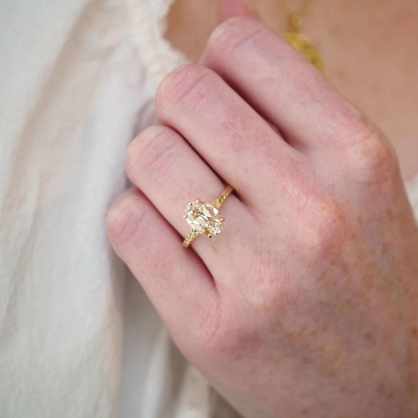 Moonflower Oval Champagne Diamond Ring
